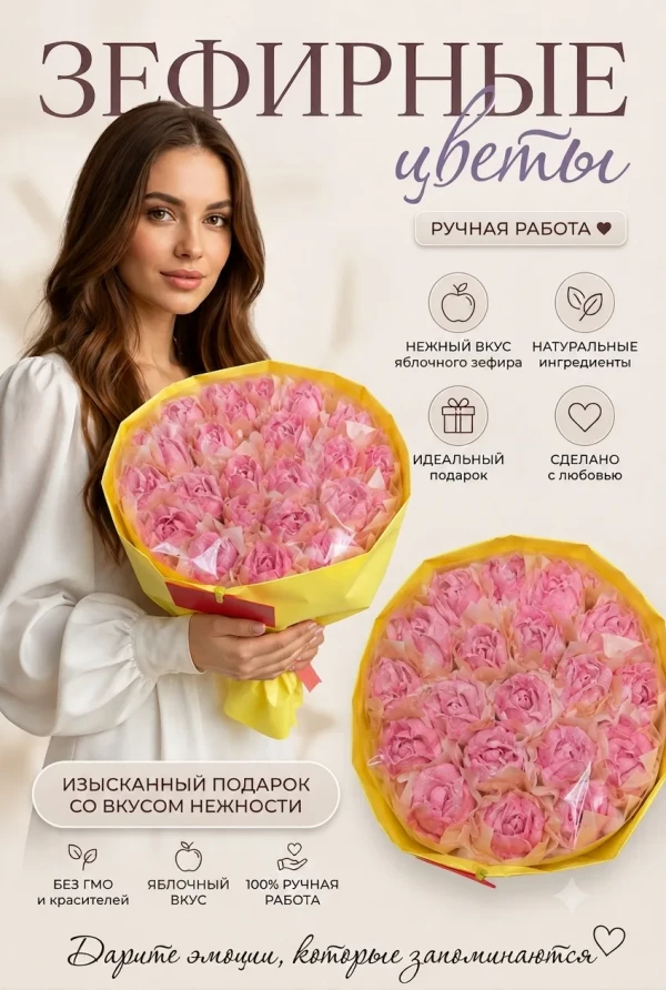 №1 Букет Зефирный Размер XL розовый,350г в Реже