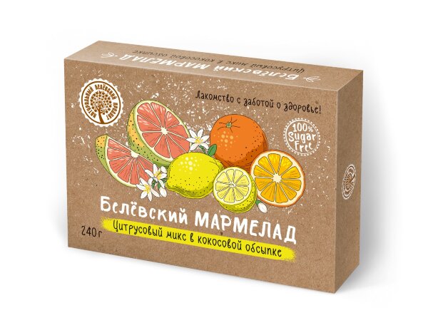 №2 Мармелад белевский на фруктозе 240г "Цитрусовый микс" в Реже